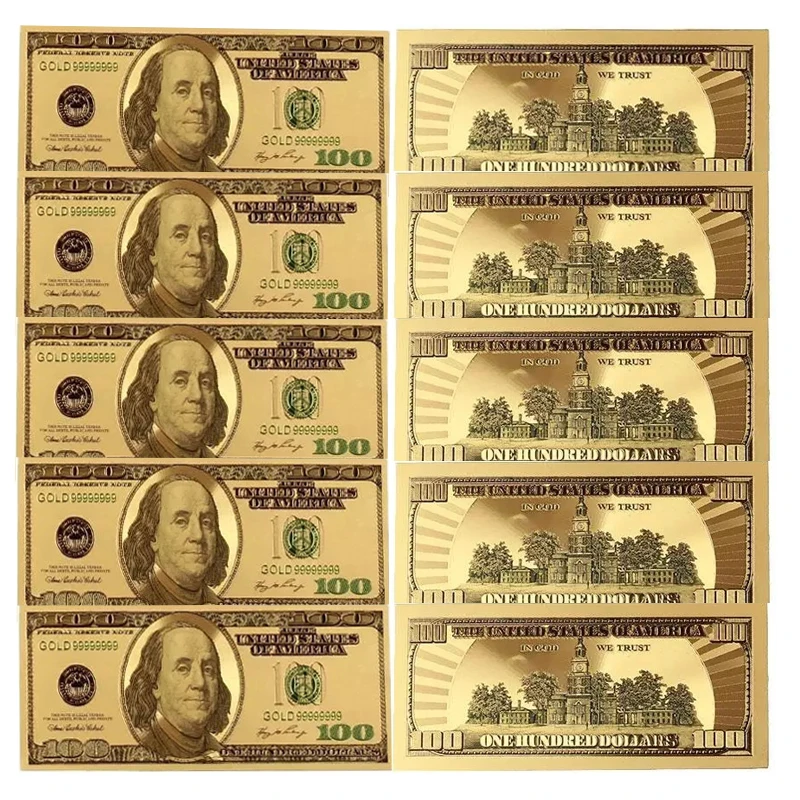 10db/sok USA-ban 100 Dolláros Arany Megakadályozta Platsic Bankjegy-Bill-Hamis Pénz, Amerikai Egyesült Államok Replika Érme Hajóra, Ajándéktárgyak