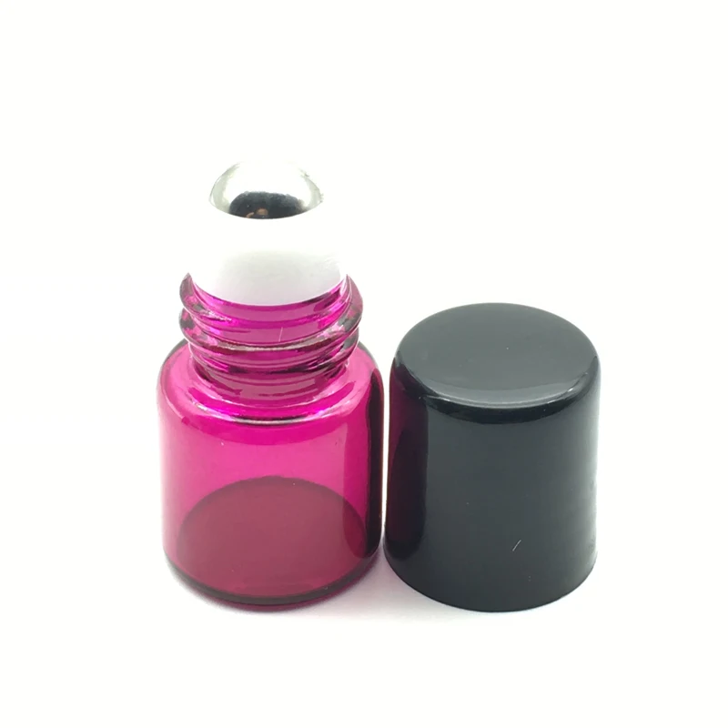 10db Újratölthető Mini Roll 1ml Üvegek az Illóolajok Parfüm Rózsa-piros Roller Üveg