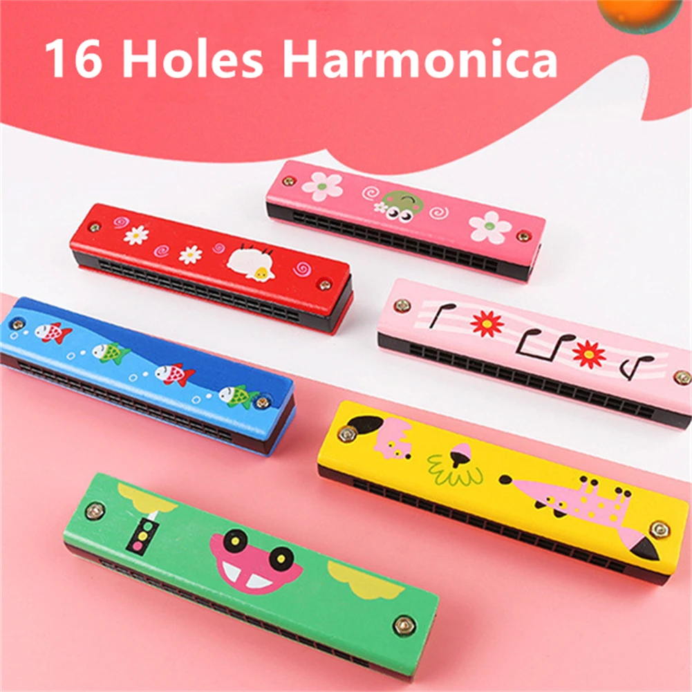 16 Lyukak Fa Harmonika Szájharmonika Gyerekek Hangszer Oktatási Játék, Ajándék, Hangszerek