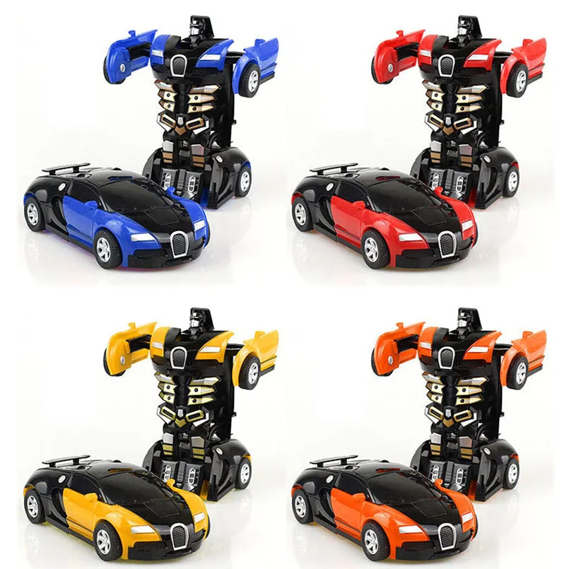 2 AZ 1-ben Egy Kulcs Ütközés Tehetetlenség Deformáció Robot Autó Modell Műanyag Mini Autó Robotok A Fiúk Hatása Járművek Autó Gyerekek Játékok