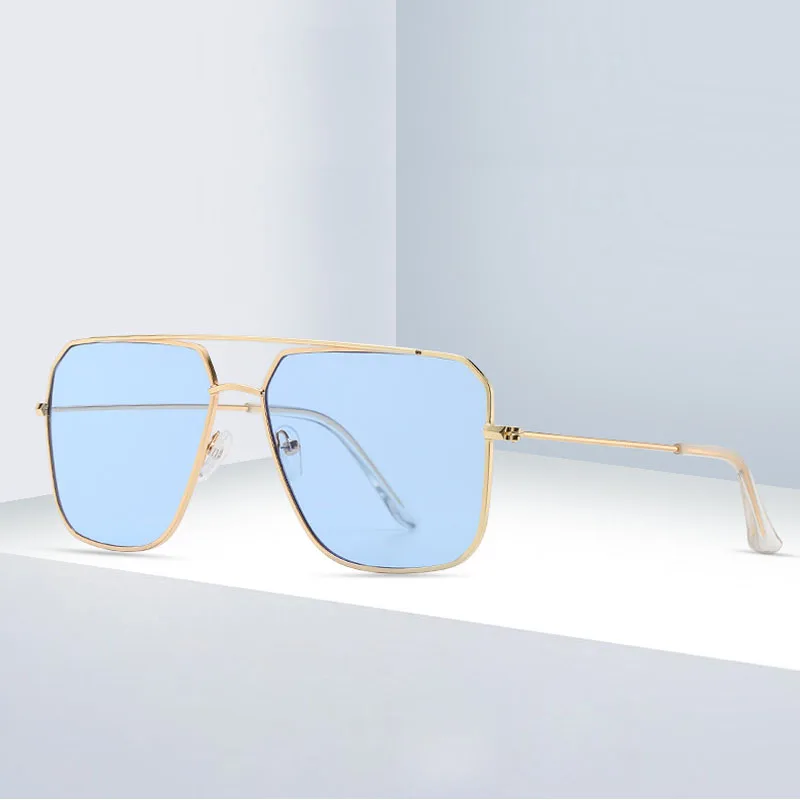 2020 Évjárat Márka, Design Square napszemüvegek a Férfiak a Nők Fém Keret Vezetés Napszemüvegek UV400 Rózsaszín Tükör Gradiens Szemüveg