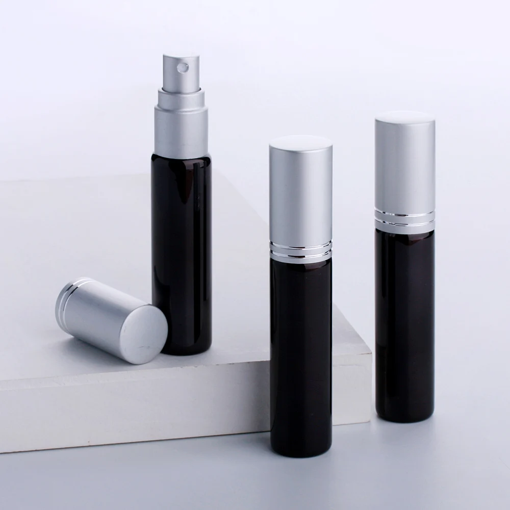 50PCS/Sok 10ML Újratölthető Fekete Parfüm Spray Üveg, Fém, Matt Ezüst Spray Üveg Porlasztó Injekciós Üveg Minta Ajándék