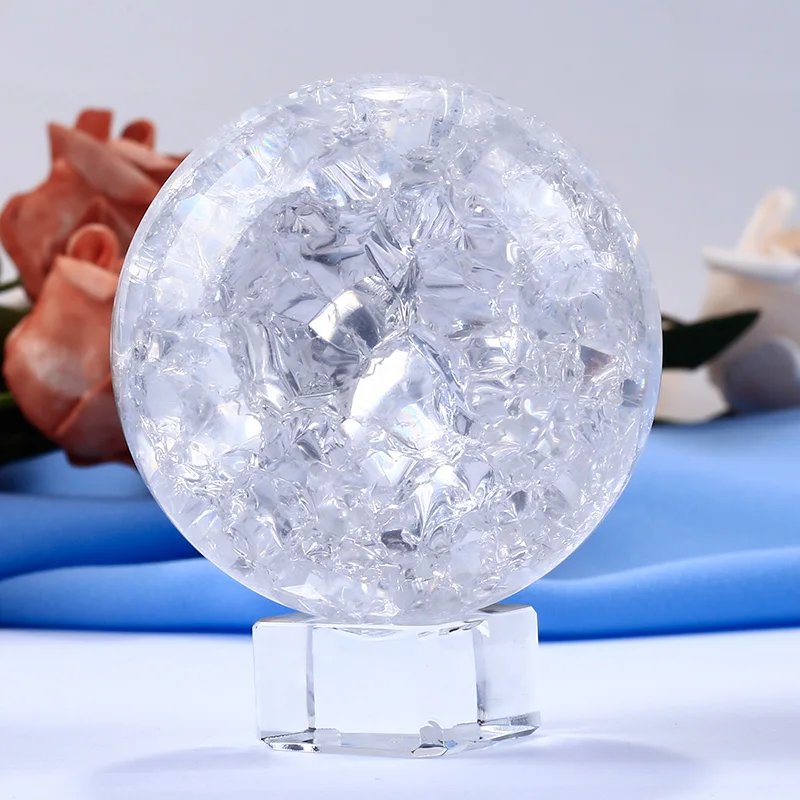 60/80MM Jég Ropog kristálygömb Feng Shui Üveg Magic Ball Kényes Világon, Gömb Dísz Kézműves Ajándékok Otthoni Dekoráció