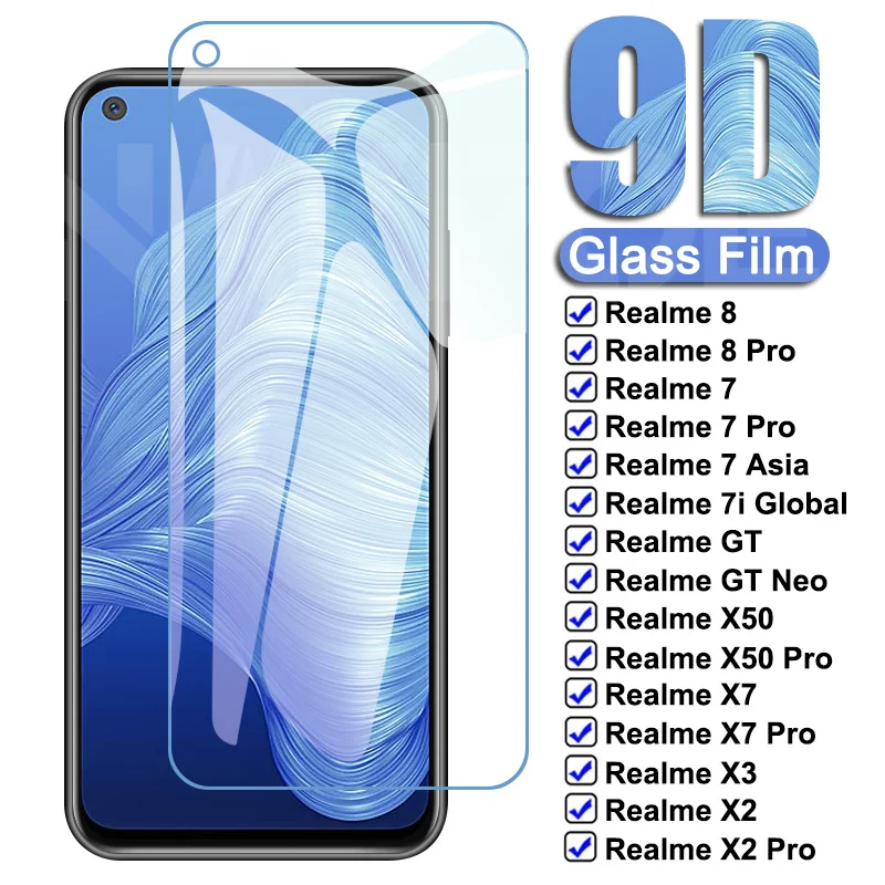 9D Teljes Védő Üveg OPPO Realme 8 7 Pro 7i GT Neo Edzett Üveg Realme X50 X7 X2 X3 Pro XT X Képernyő Védő Fólia
