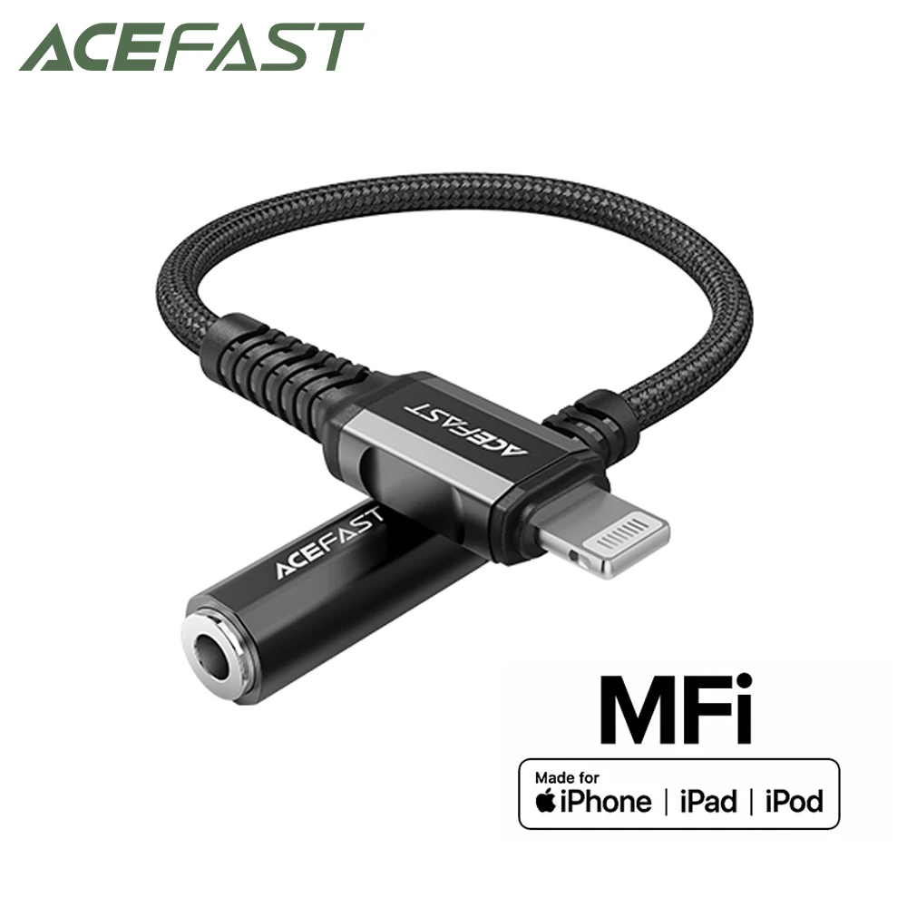 ACEFAST Mpi-Lightning-3,5 MM-es Fejhallgató Adapter iPhone 12 11 Pro Max XS 3,5 MM-es AUX Jack Fülhallgató Converter For IOS Wire Kábel