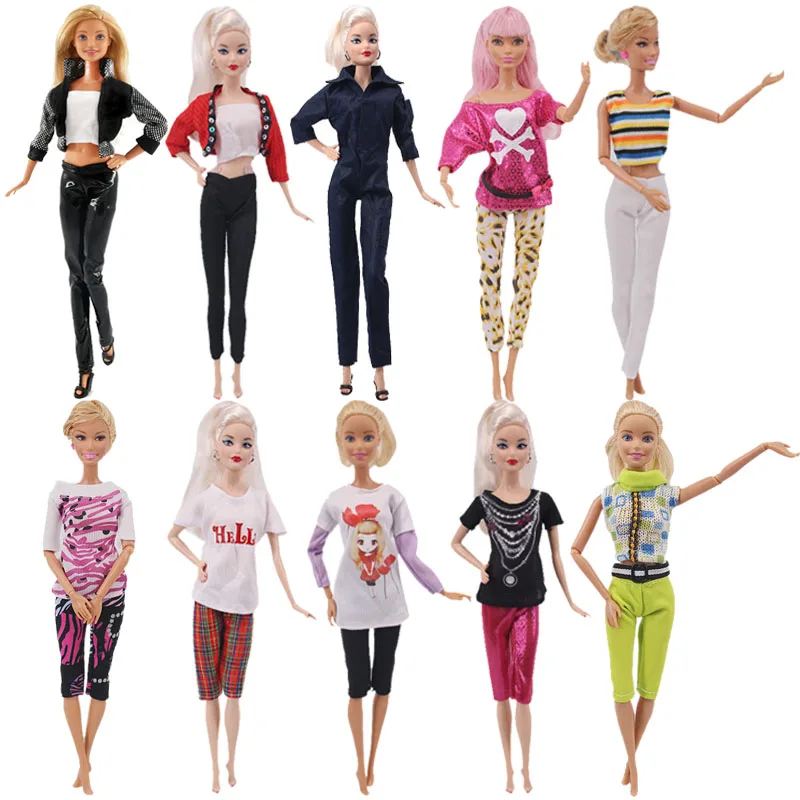 Baba Kézzel készített Barbie Rajzfilm Aranyos Minta, Kabát, póló, Leggings Nadrág Nadrág Napi Viselet Tartozékok Ken Játék, Ajándék