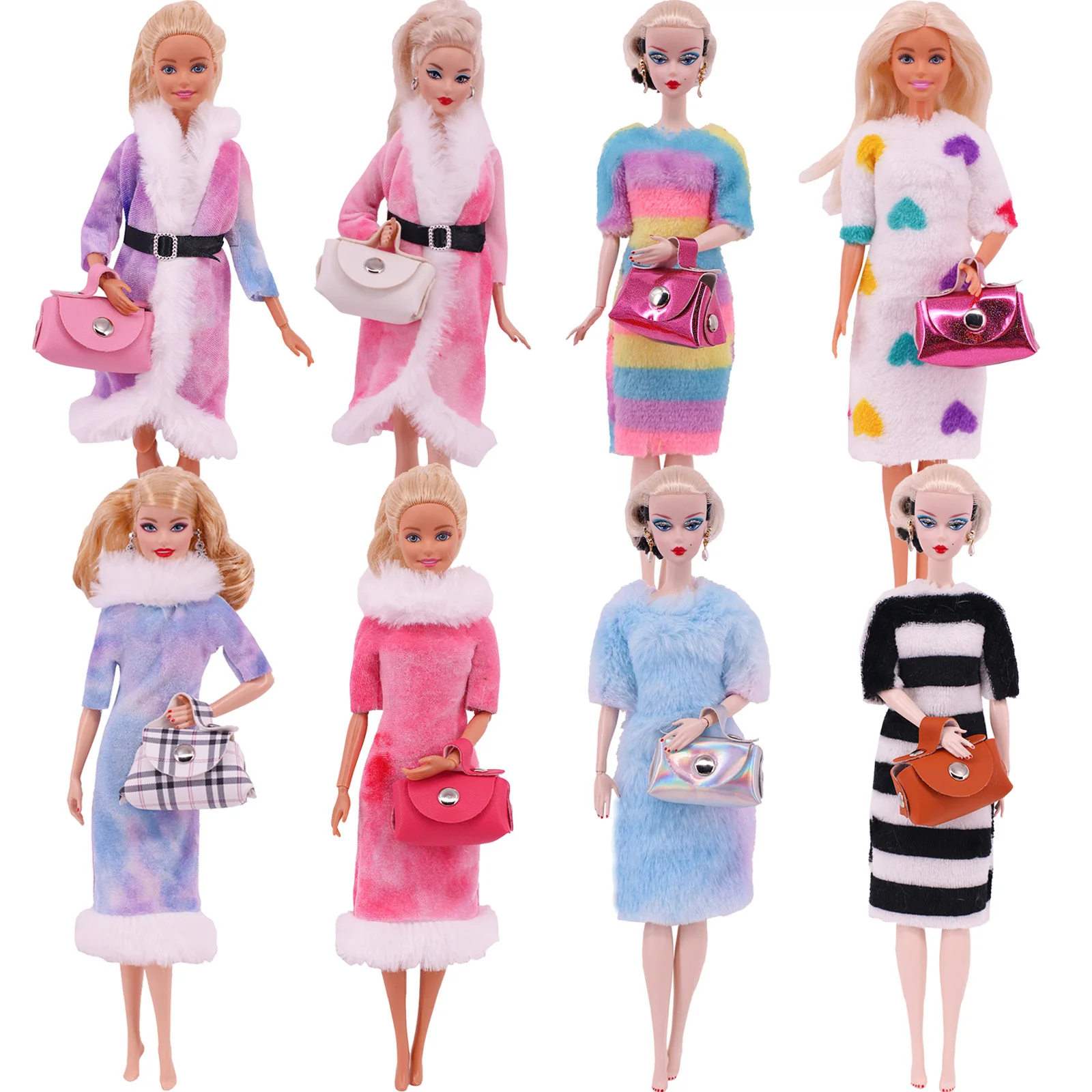 Barbie Baba Ruhák Plüss Kézzel készített Kabát, Ruha Barbie Baba&1/6 BJD Blythe Nemes Vacsora, Party Ruha, Kiegészítők,Karácsony