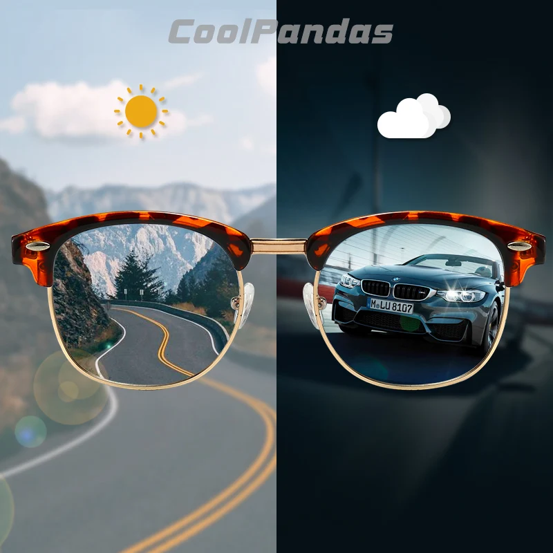 CoolPandas Divat Leopárd keret Női napszemüvegek Photochromic Polarizált Napszemüveg Férfi Vezetési Védőszemüveg gafas de sol hombre