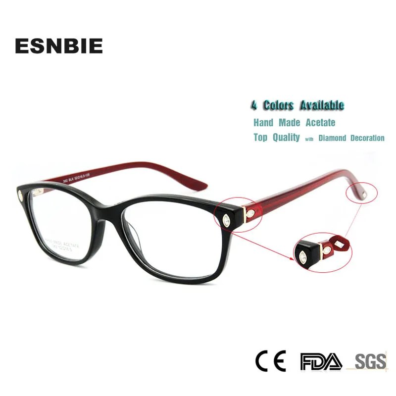 ESNBIE Olaszország Design Keret Szemüveg Nők Luxus Gyémánt Eredeti Minőségi Rövidlátás Számítógép Oculos De Grau Femininos Márka Szemüveg