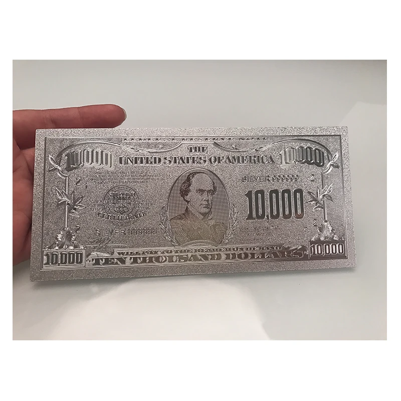 Ezüst Amerika 10000 Dollár Ezüst Fólia Bankjegy Kétoldalas Nyomtatás, Pénznem Bankjegyek Papír Pénz Gyűjtemény