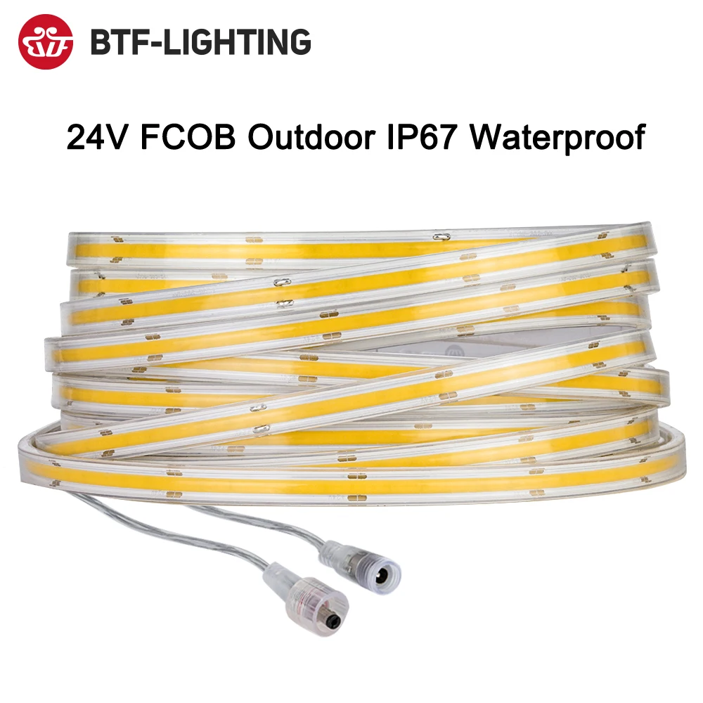 FCOB LED Szalag Lámpa IP67 360 528 640 Led-ek Nagy Sűrűségű Rugalmas FOB COB Led Lámpák RA90 Lineáris Szabályozható Kültéri Vízálló 24V