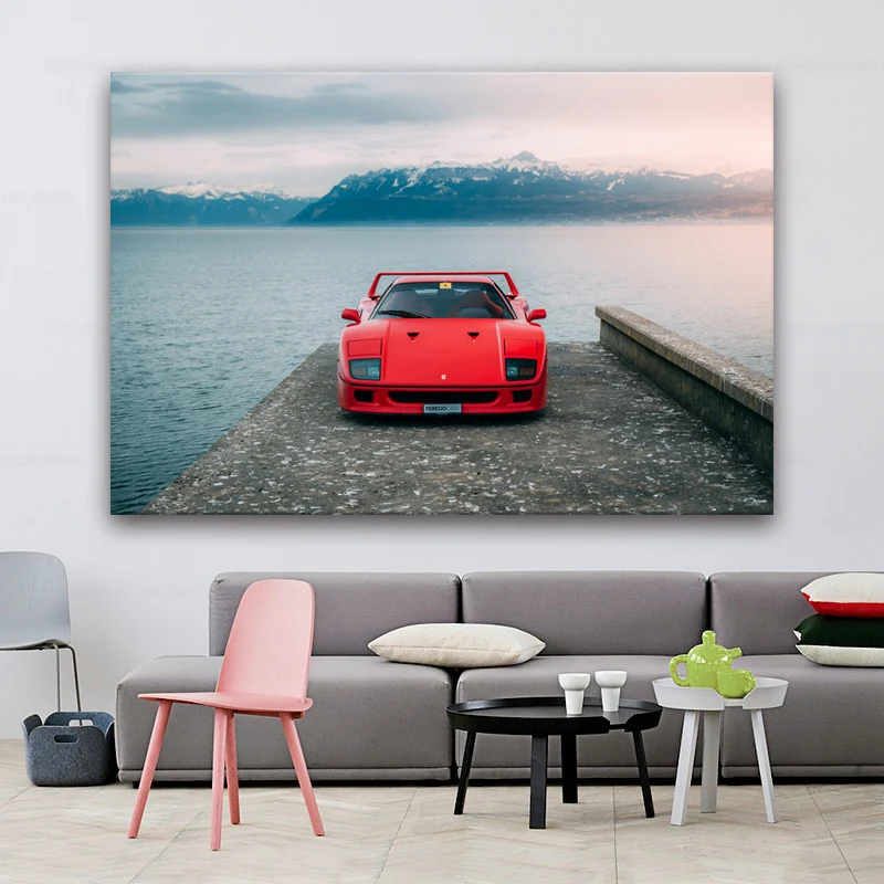 Ferrari F40 Piros Autó Klasszikus Szuperautó Plakátok Modern Wall Art Kép, Vászon Nyomatok Festmények Nappali Dekor