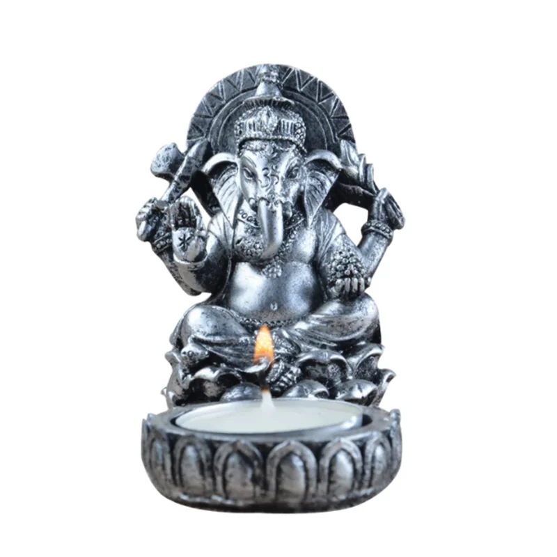 Ganesha Szobor Gyertyatartó India Thaiföld Elefánt Isten Gyanta, Figura, Szobor, Home Office Asztali Kézműves Dekoráció Dísz