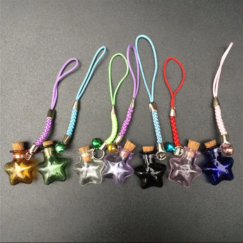 Mini Csillagok Üveg Mesterségek, a Nylon Kötél kulcstartók Mini Karkötő Üvegek Üveg BottlesCrafts Vegyes Színű 7db Ingyenes Szállítás