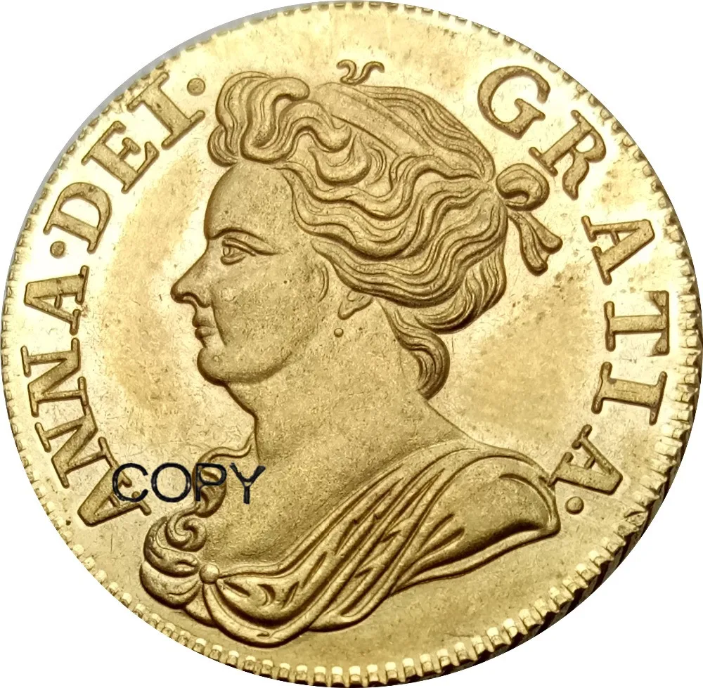 Nagy-Britannia Anne arany 1-Guinea 1714 3. mell Ferde Szegély Brass Fém Érmék Másolat