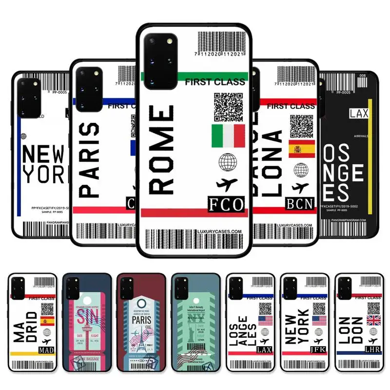 Világ a város Párizs Bangkoki utazási jegy címke Telefon tok Samsung S21 S10-Lite S20 S9 Ultra Plus S8 S7 S6 szélén S5 borító